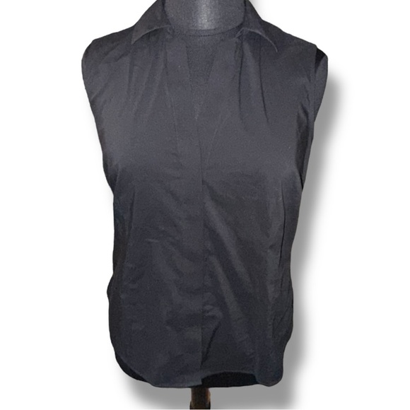 FOXCROFT Taylor Non-Iron Sleeveless Collar Button Down Shirt - Black 16 - Picture 2 of 16